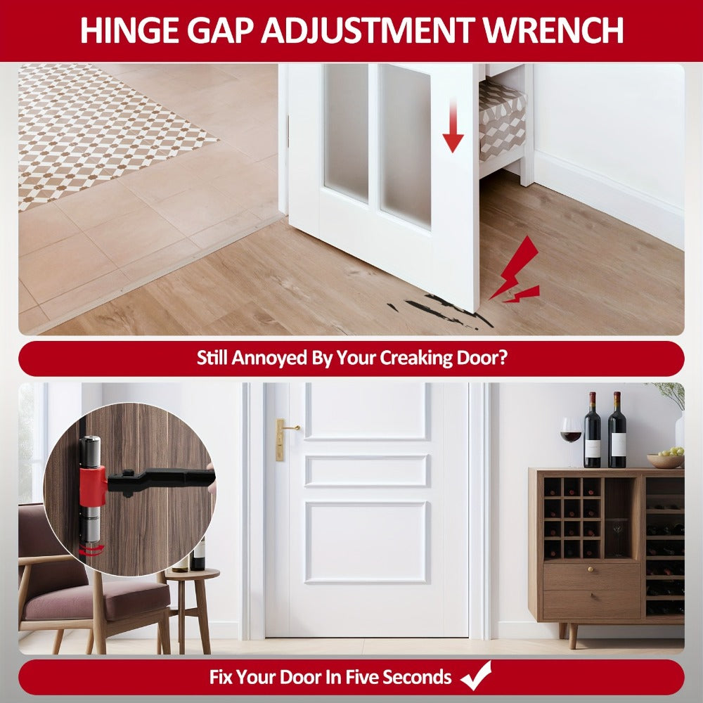 Door Hinge Adjustment Tool Kit 6-in-1 - Heavy Duty Steel Hinge Bender Wrench Set for Precise Door Gap Adjustment, Residential & Commercial Use, One-Piece Construction - product image 2