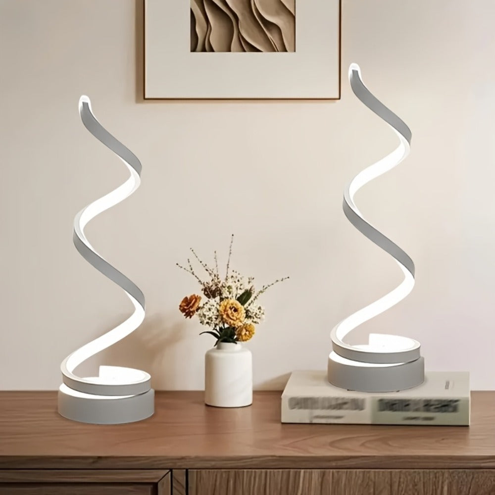 Dimmable Spiral Table Lamp with Touch Control & USB-C Charging Port, 3-Way Brightness Bedside Nightstand Lamp, Modern Minimalist LED Desk Lamp for Bedroom Living Room, Black & Whit - product image 22