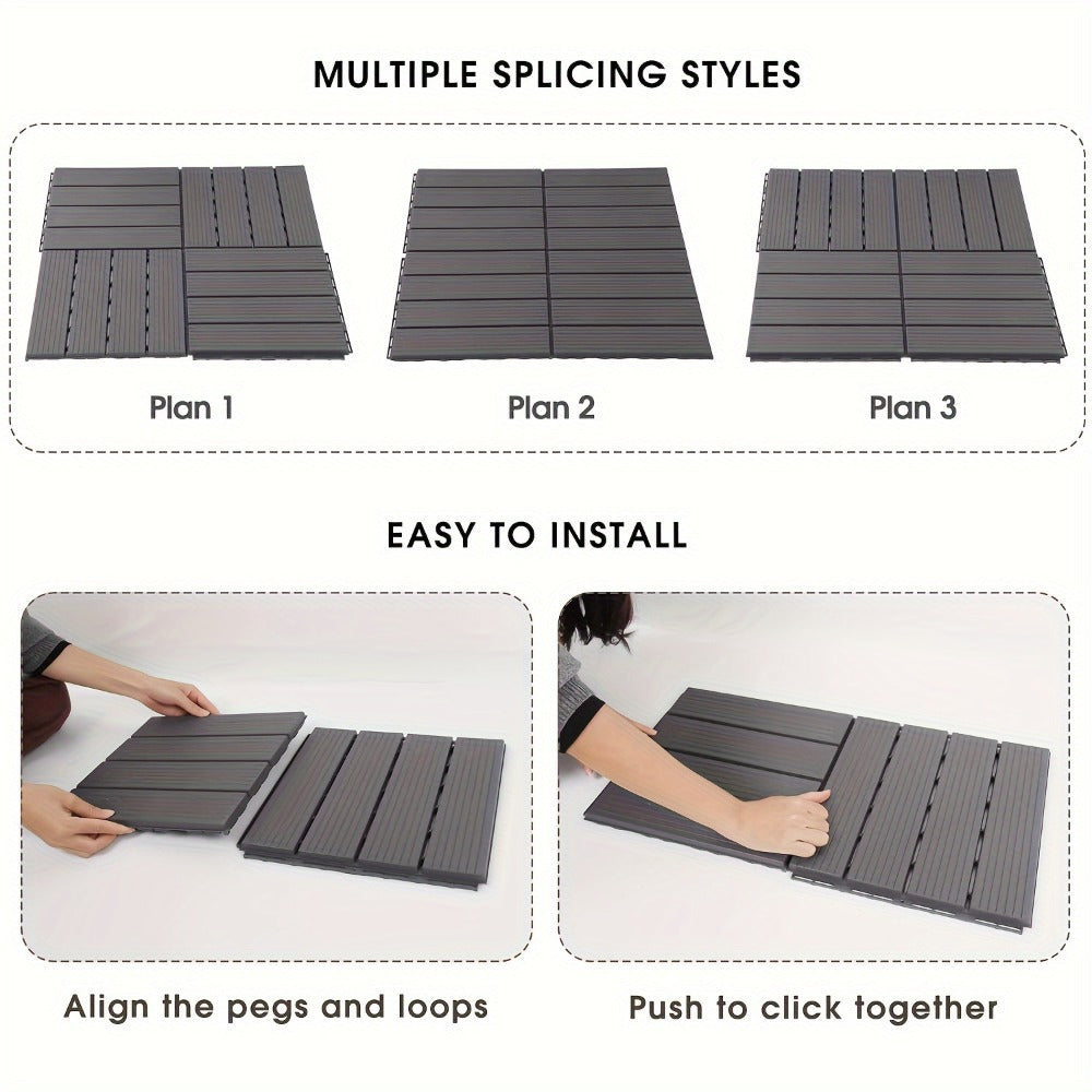 Interlocking Deck Tiles 44pcs 12"x12", Waterproof Outdoor Patio Flooring Tiles, PP Plastic Interlocking Floor Tiles for Balcony Pool Backyard Terrace, Easy Install All-Weather Anti - product image 9