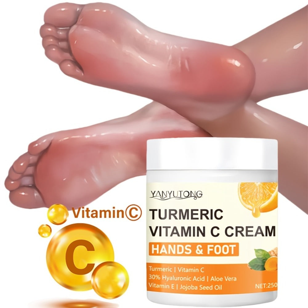 Turmeric Vitamin C Hyaluronic Acid Foot Cream for Dry Cracked Heels Deep Hydration Repair Moisturizer Elbows Rough Skin Gentle Exfoliating Heel Balm 250g - product image 2