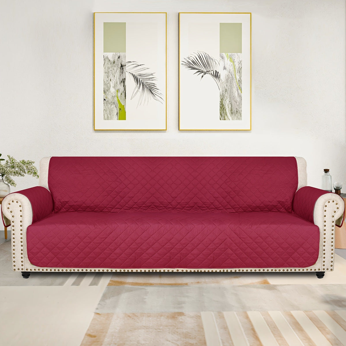 Sofa Slipcover 5-Layer Quilted Thick Sofa Cover Protector Elastic Strap Non-Slip Washable Pet Friendly Universal Fit 3 4 Seater Couch Cover for Living Room - 10 Colors - product image 36
