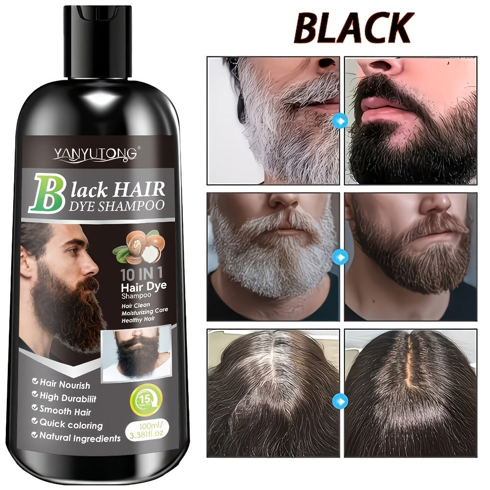 Color Shampoo for Beard & Hair — Natural Plant Dye Formula, Ammonia-Free Quick Gray Coverage, Gentle Scalp-Safe Conditioning Hair Color Shampoo | 3.38oz | Black, Dark Brown & Chest - product image 12