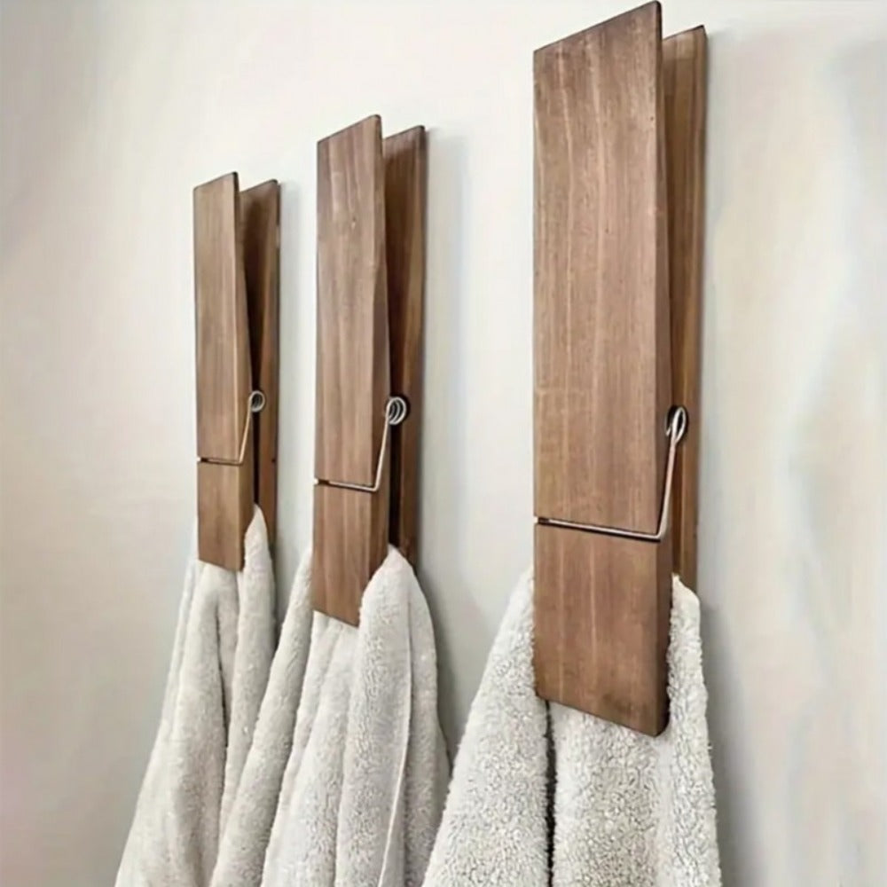 Wooden Clothespins Heavy Duty Laundry Clips - Oversized Clothes Pins for Bathroom, Kitchen & Outdoor Drying, Rust-Resistant Wood Towel Clip - product image