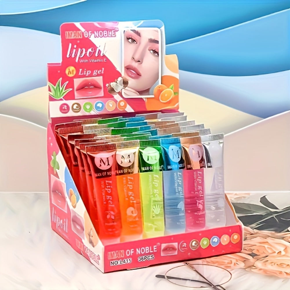 Lip Oil Set 12 Piece Moisturizing Clear Lip Gloss Plant Squalene Plumping Hydrating with VE Rosehip Argan Mint Aloe Coconut Flavors Transparent Glossy Lip Care Gift for Women - product image 2