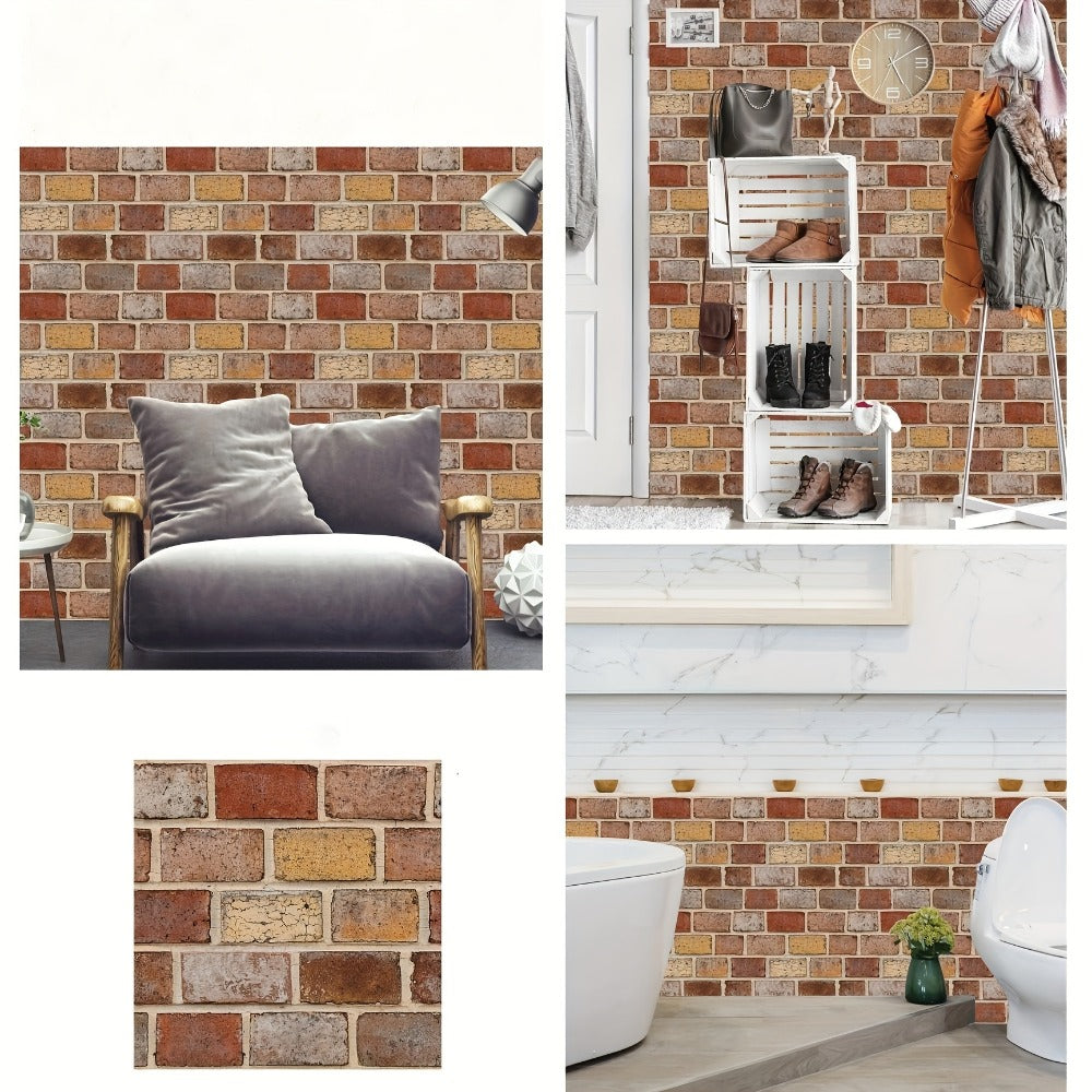 Peel and Stick Tile Stickers 20pcs Vintage Brick Pattern Self-Adhesive Waterproof Wall Tiles for Kitchen Bathroom Toilet – Removable Oil-Proof Backsplash Wall Art Decor - product image
