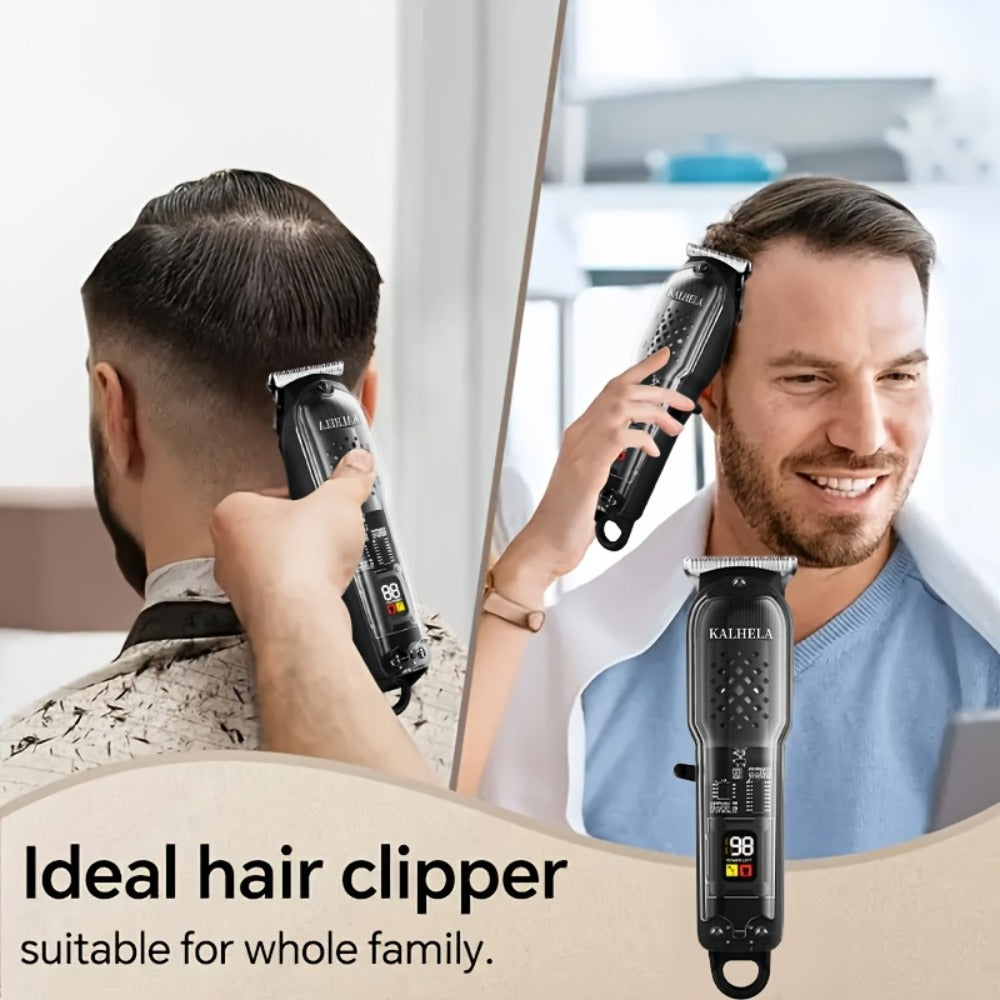 Retro Transparent Hair Clippers for Men – Electric Trimmer with LCD Display, USB Rechargeable Beard Clipper for Pompadour Fade Styles, Cordless Home Barber Tool, Red Black Blue - product image 8