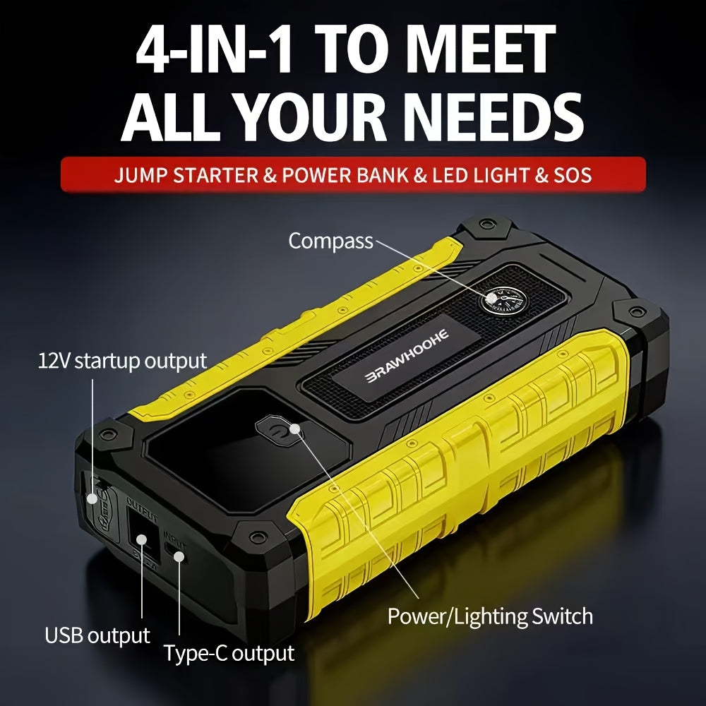 5-in-1/10IN1 Portable Car Battery Jump Starter With Tire Inflator 12V Fast Start, Battery Boost, USB I/O, LED Emergency Light, Reliable Power - product image 3