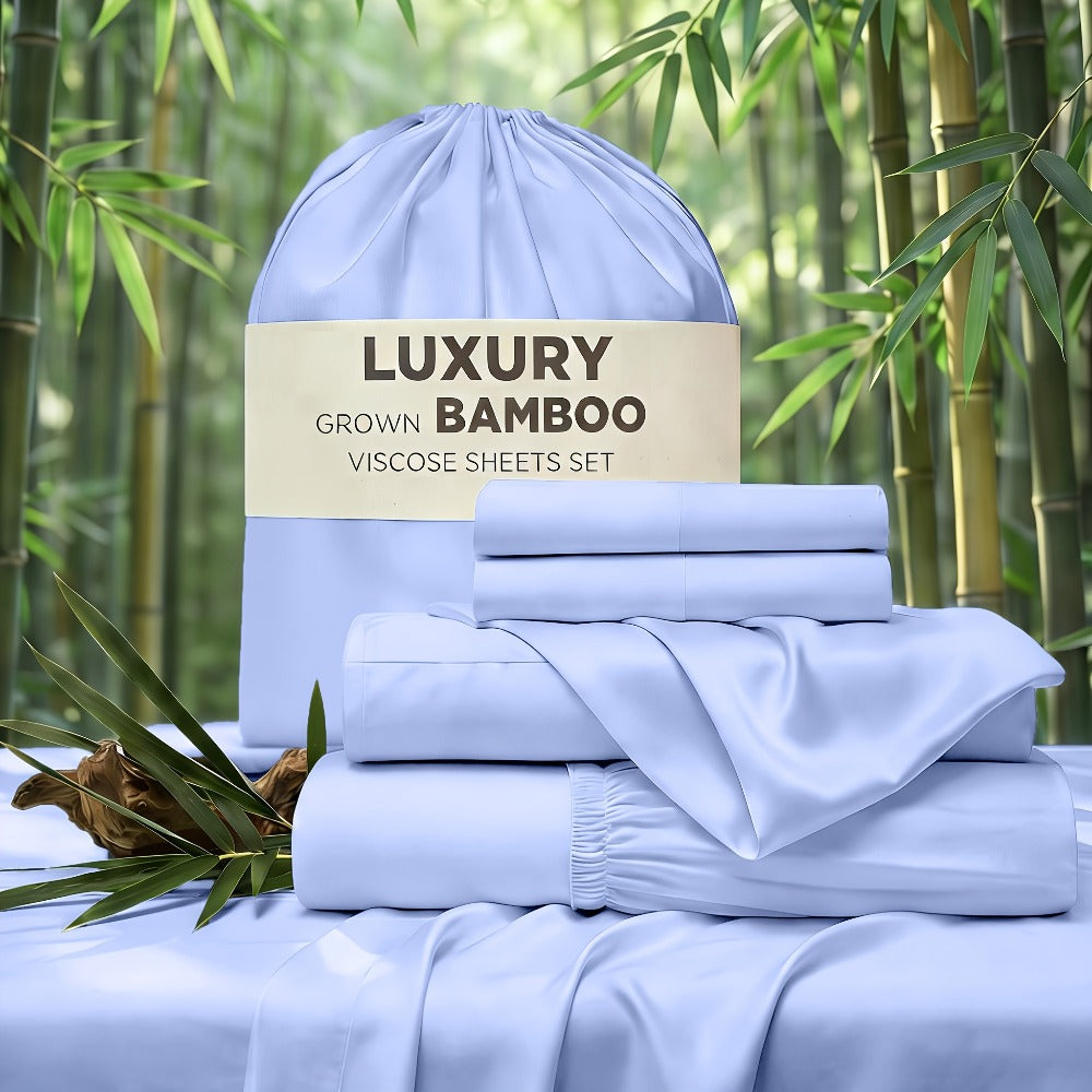 Cooling Bed Sheet Set 4 Piece Bamboo Rayon Deep Pocket Twin Full Queen King Extra Soft Wrinkle Fade Stain Resistant Hotel Luxury Pillowcase Bedroom Decor - product image 14
