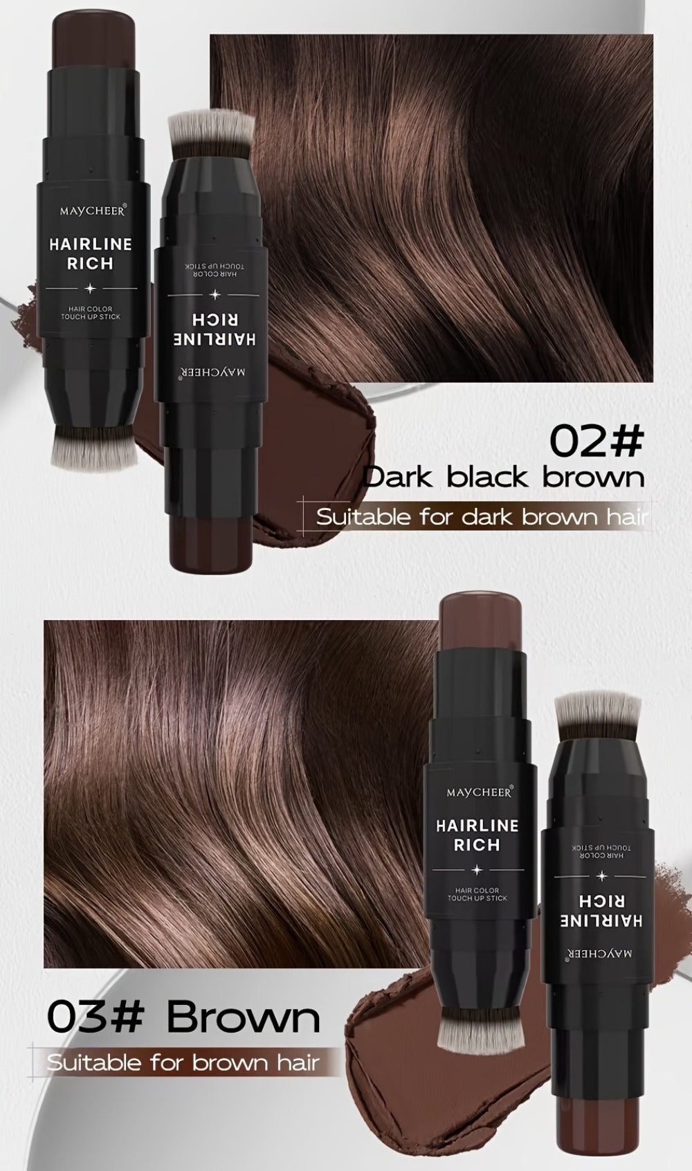 Root Touch-Up Hair Color Pen with Brush Applicator | Waterproof Instant Gray & White Hair Coverage | Plant Squalane Nourishing Formula | Seamless Blend No Smudge | 3 Shades for Men - product image 22