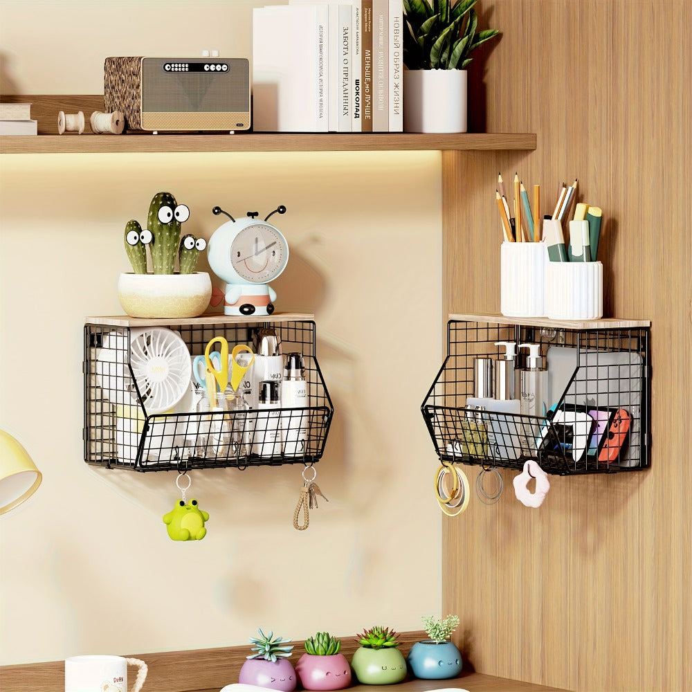 Stackable Metal Wire Fruit Basket with Lid – 1 or 2-Tier Hanging Kitchen Pantry Storage Bin, Wall-Mounted or Countertop Vegetable Organizer for Potato, Onion & Produce, Black - product image 8