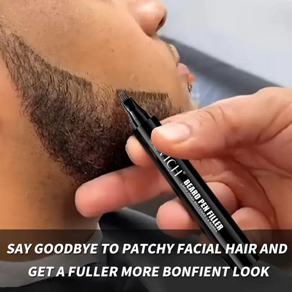 Beard Filler Pencil with Brush — Waterproof Long-Lasting Beard Pencil for Fuller Thicker Beard | Fills Sparse Patchy Beard & Mustache | Men's Grooming Tool | Black & Dark Brown | 1 - product image