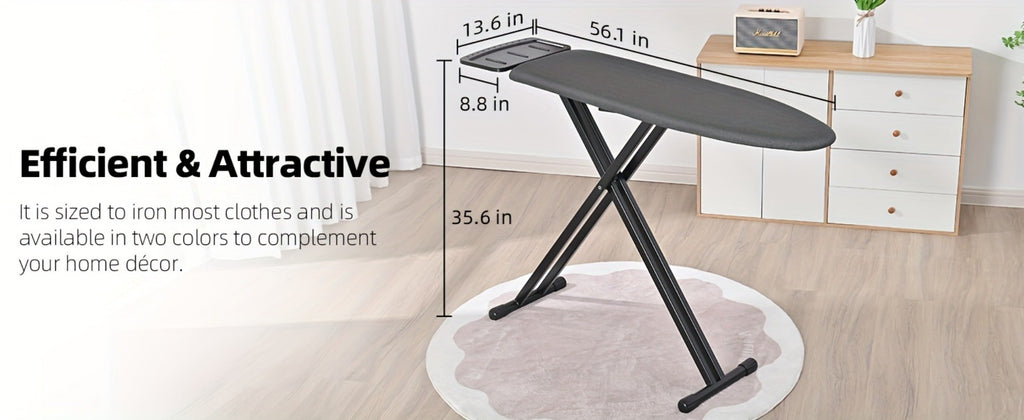 Full Size Ironing Board 43x13 In with Iron Rest, Adjustable Height & Thick Heat-Resistant Padded Cover, Sturdy Anti-Skid Metal Legs, Lightweight Freestanding Iron Board for Home La - product image 13