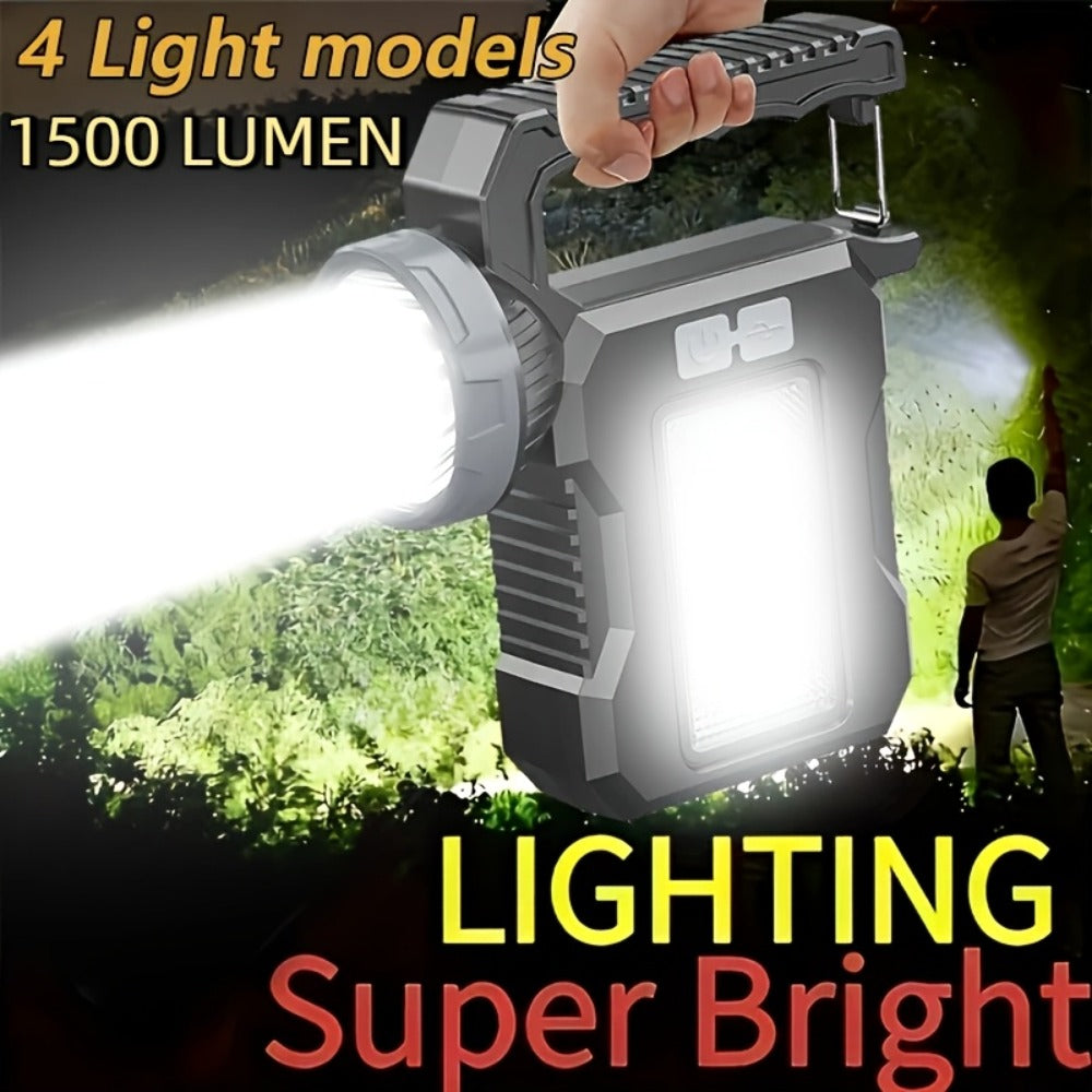 Solar Flashlight USB Rechargeable Ultra-Bright LED | 4 Lighting Modes Portable Solar Torch with Battery Indicator | Camping Hiking Emergency Night Fishing Outdoor Gift - product image
