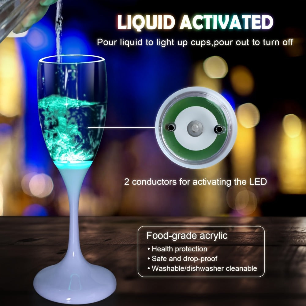 LED Light Up Champagne Flutes Set of 6 – Glow in the Dark Colored Plastic Wine Glasses for Birthday Halloween Christmas Wedding Party Favors Adults - product image 11