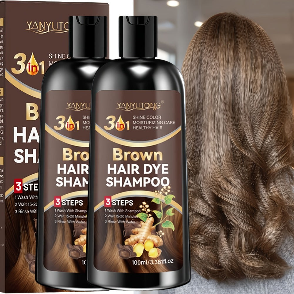 Brown Hair Dye Shampoo 2-Pack 3.38oz — Polygonum Multiflorum & Ginger Extract Covers Gray Hair, Deep Moisture Anti-Frizz Long-Lasting Natural Color, Plant-Based Unisex Hair Gift - product image 9
