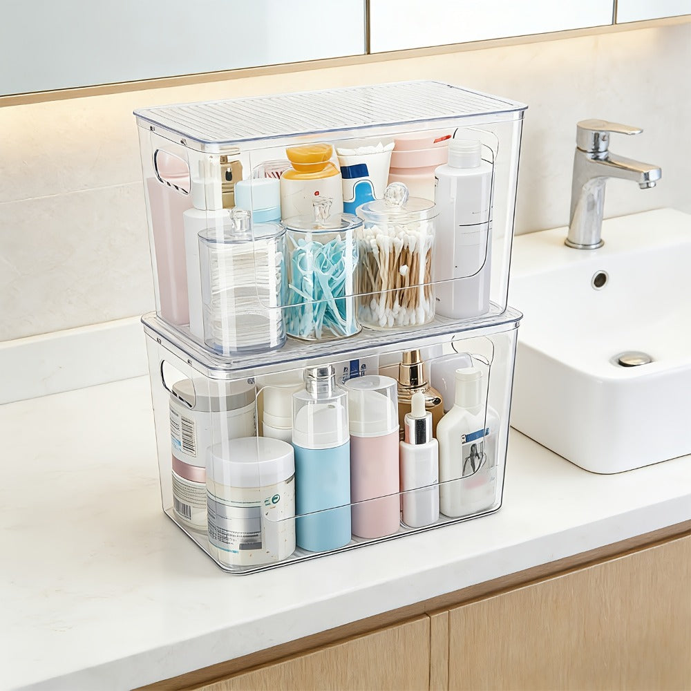 Trash Bag Dispenser 2 Pack – Clear Stackable Garbage Bag Holder for 13/30/33 Gallon Bags, Under Sink Organizer, Locking Lid, Anti-Slip, Kitchen Pantry Laundry Room Cabinet Storage - product image 3