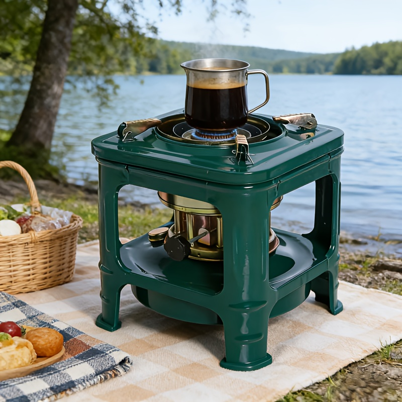 Travel-friendly Kerosene Paraffin Camping Stove Outdoor Heater Adjustable Flame Featherlight Military Green Stove for Camping Picnic Barbecue Backpacking Survival Emergency