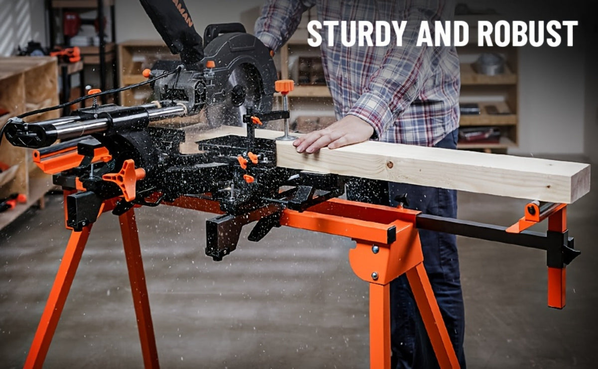 Miter Saw Stand with 78-1/8" Sliding Rail – 3-Step Quick Fold, 22LB Lightweight, 330LB Capacity, Universal Fit for DeWalt Makita Bosch & Most Miter Saw Brands - product image 13