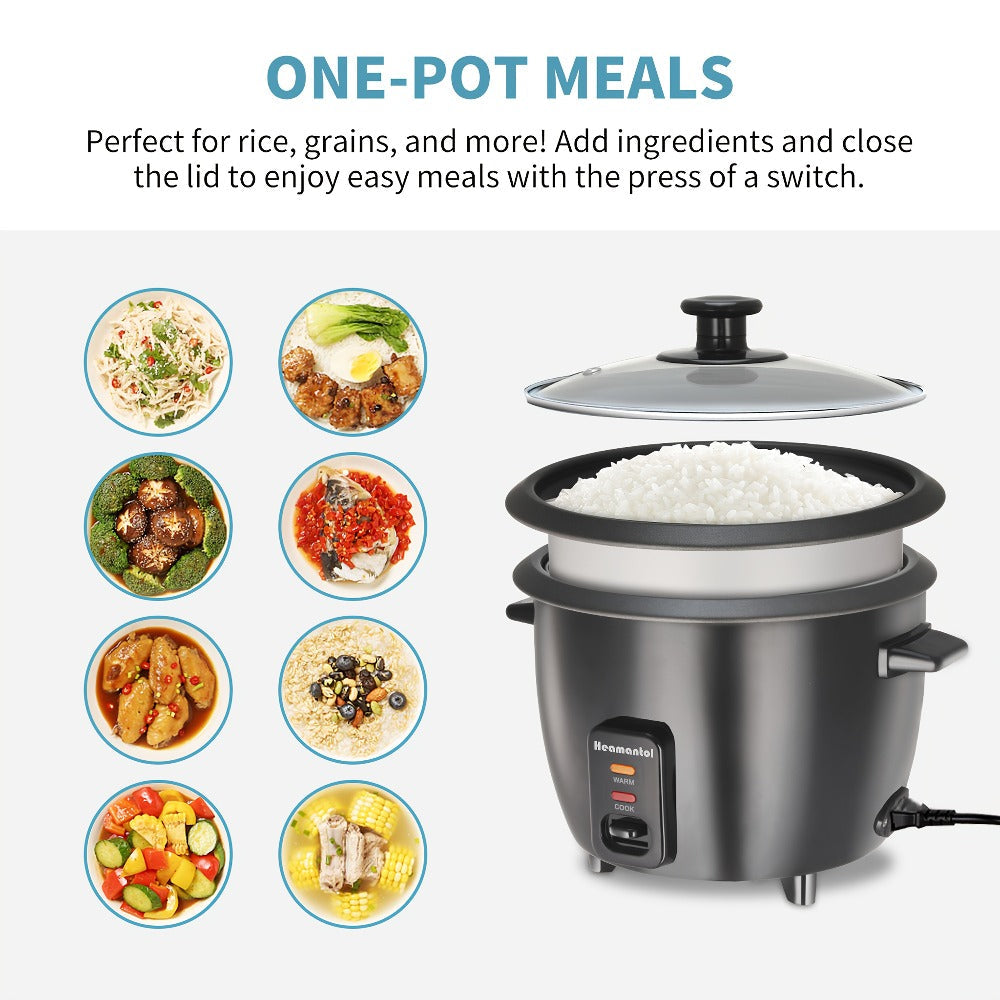 Rice Cooker & Yogurt Maker 3-Cup Nonstick – 1.5Qt Multicooker with Auto Keep Warm, One-Touch Operation, Stainless Steel Inner Liner & Steamer for Grain, Oatmeal & More - product image 2