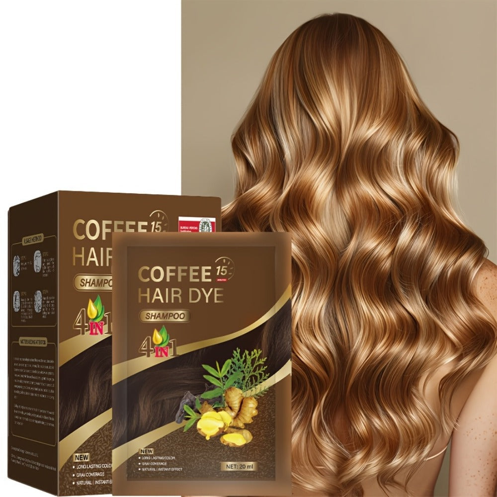 3-in-1 Hair Dye Shampoo Sachets Box of 10 Packs — Natural Color, Grey Coverage, Deep Cleansing, No-Mix Formula, Travel-Friendly Individual Packaging for Women & Men, Black Brown Ch - product image 4