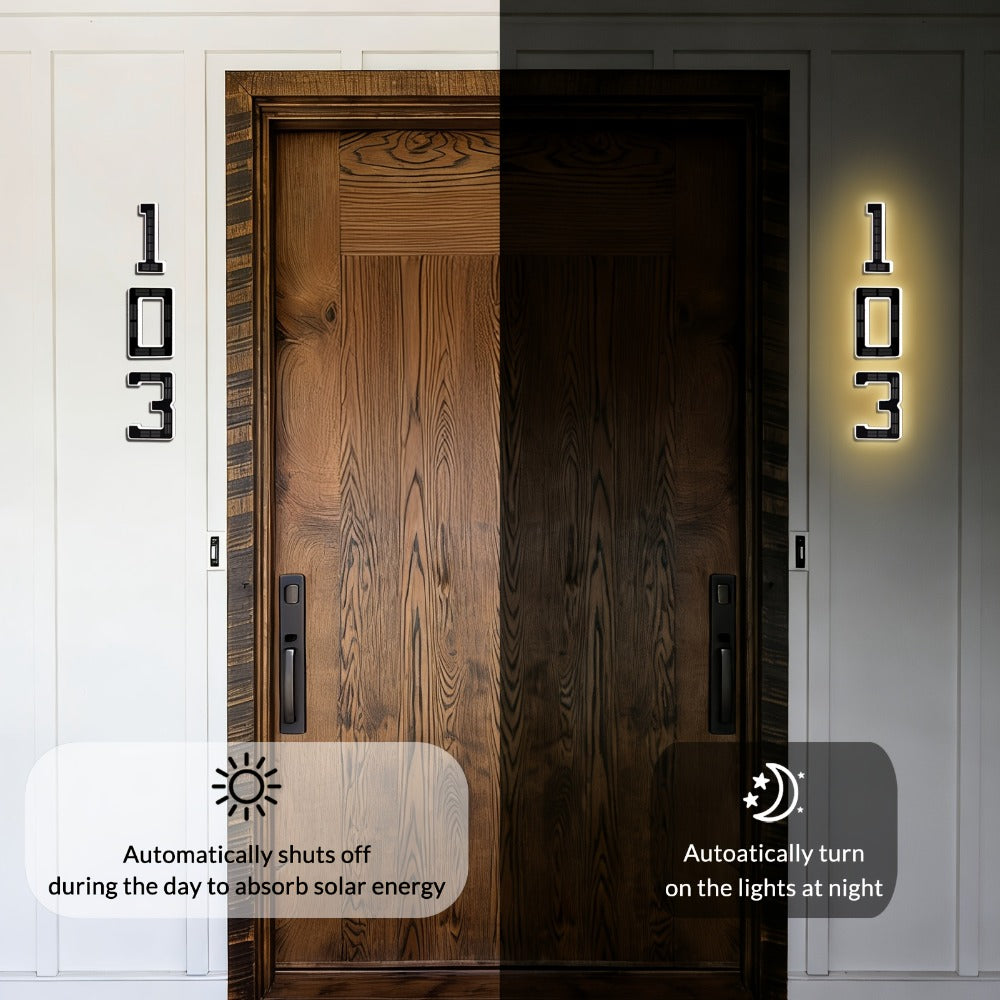 LED Solar House Number Light 6.7 Inch Wall Mounted – Smart Sensor Illuminated Address Number for Home Decor, No Wiring Energy-Saving Solar Powered Outdoor Light - product image 8