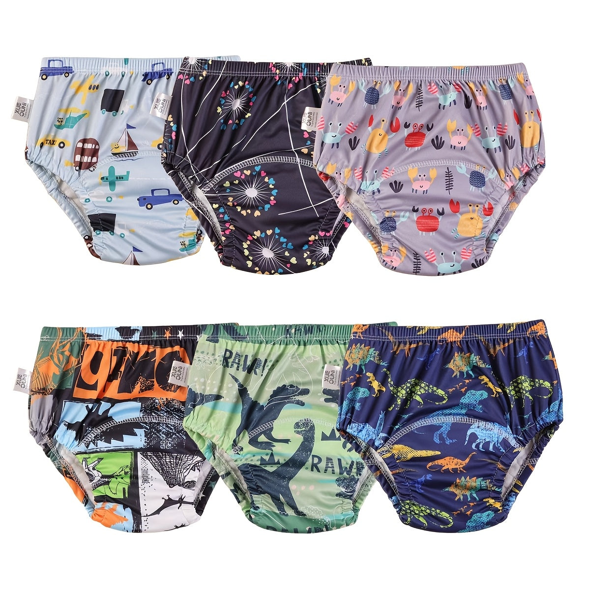6pcs Training Underwear For Boys- Washable, Breathable Diaper Covers With Dinosaur Design, Absorbent Leak-proof Diapers For Toilet Training, Cute Animal - product image