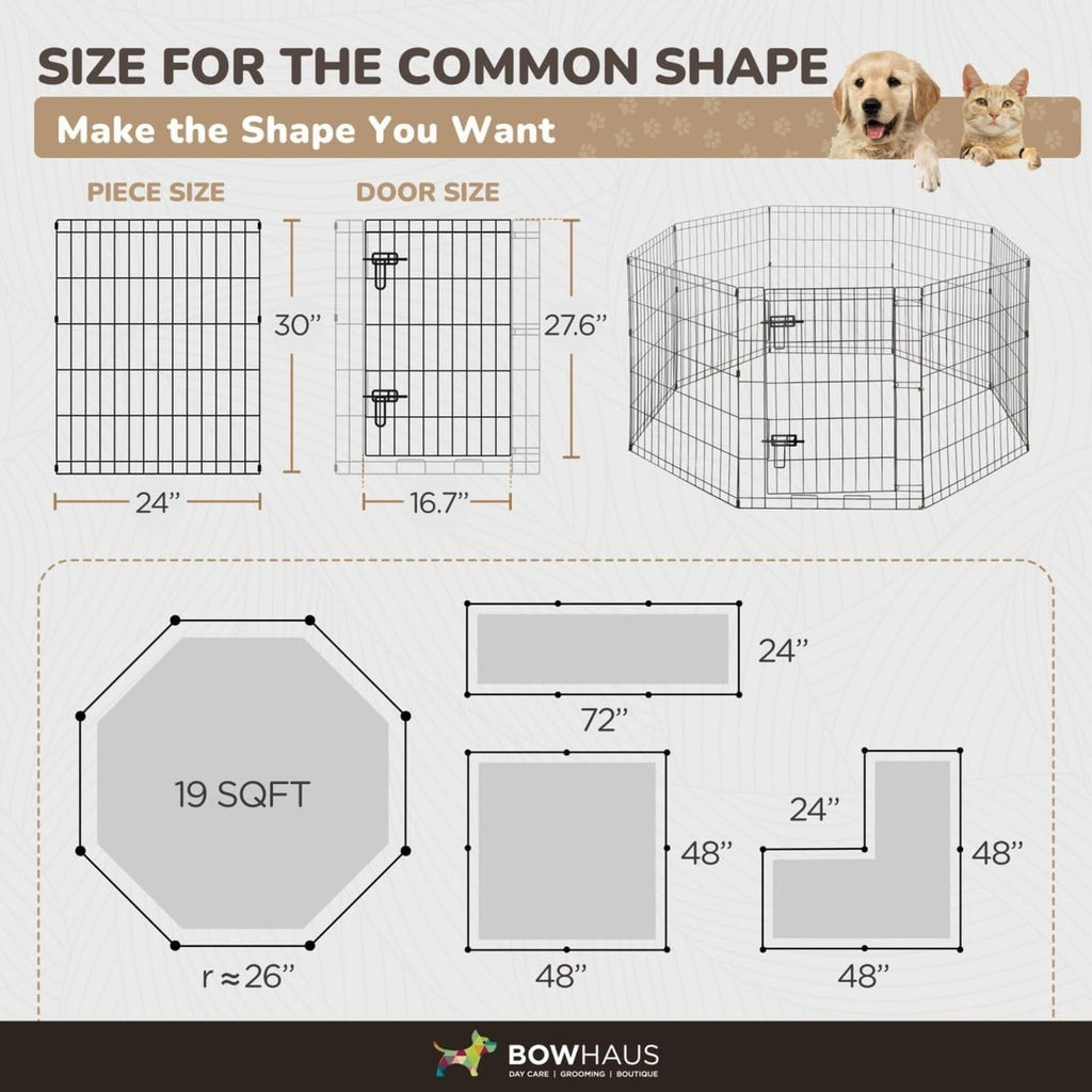 Dog Playpen 8 Panel Foldable Metal Pet Fence with Gate | Rugged Indoor Outdoor Exercise Pen for Small Dogs & Animals | 24 Inch | Multiple Configurations - product image 5