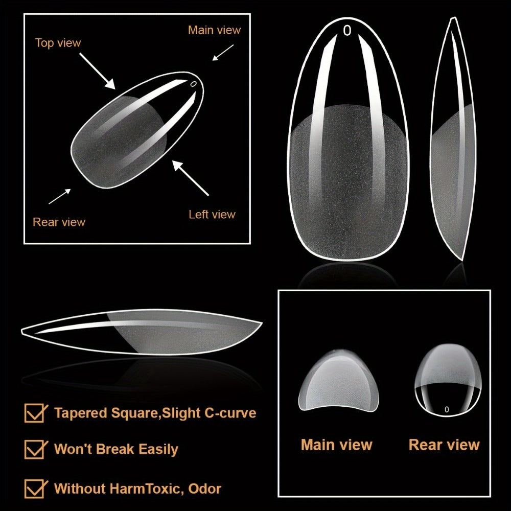 Gel Nail Tips 600 Pieces Clear Crystal Full Cover Nail Extensions – Almond Oval Coffin Stiletto Square Short Medium Long Soft Gel False Nails for Salon & DIY Nail Art Women - product image 9