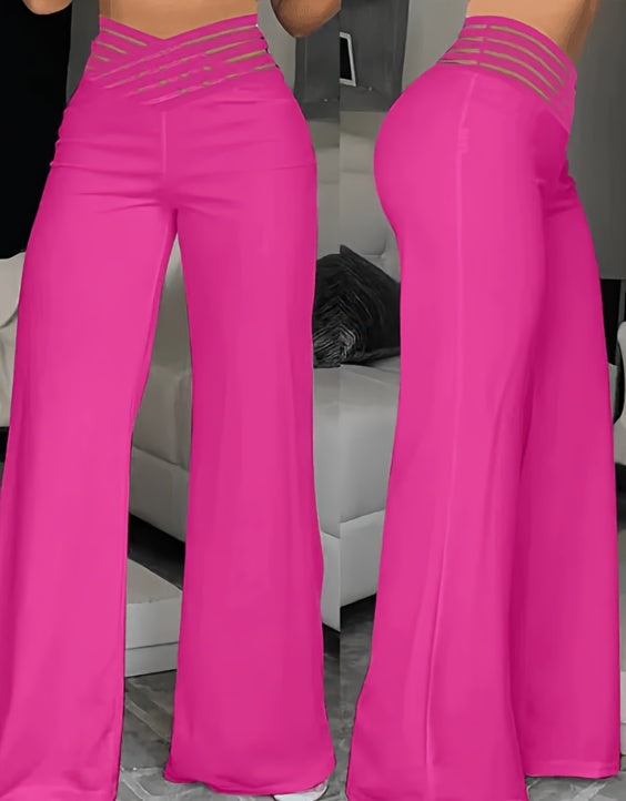Summer European and American Women's Hollow Waist Belt, High Waisted Casual Straight Leg Loose Pants, Wide Leg Pants - product image 2