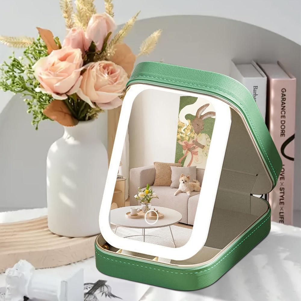 Lighted Makeup Case with LED Mirror & Cosmetic Organizer - 1200mAh Rechargeable USB Travel Makeup Train Case Portable Vanity Mirror for Women Girls Birthday Gift - product image 12