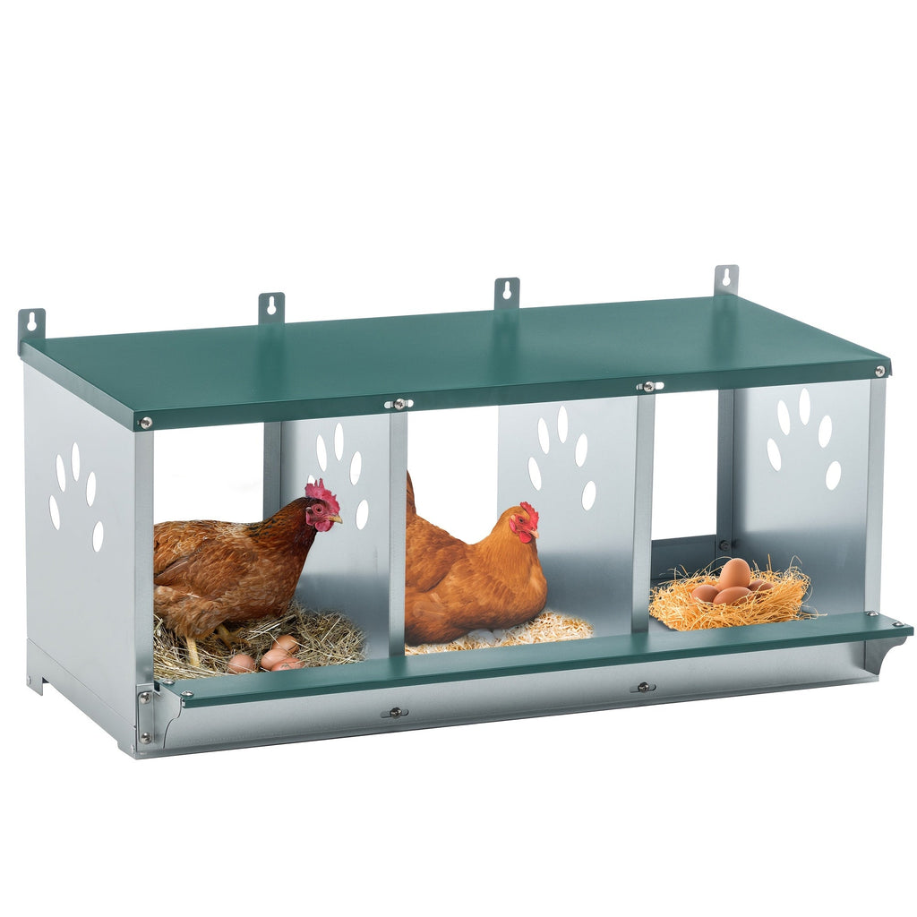 Metal 4/6/8-Hole Hen Nesting Box with Ventilation & Legs, Space-Saving Galvanized Steel Egg Laying Box for Indoor Outdoor Chicken Coop – Chicken Nesting Box - product image