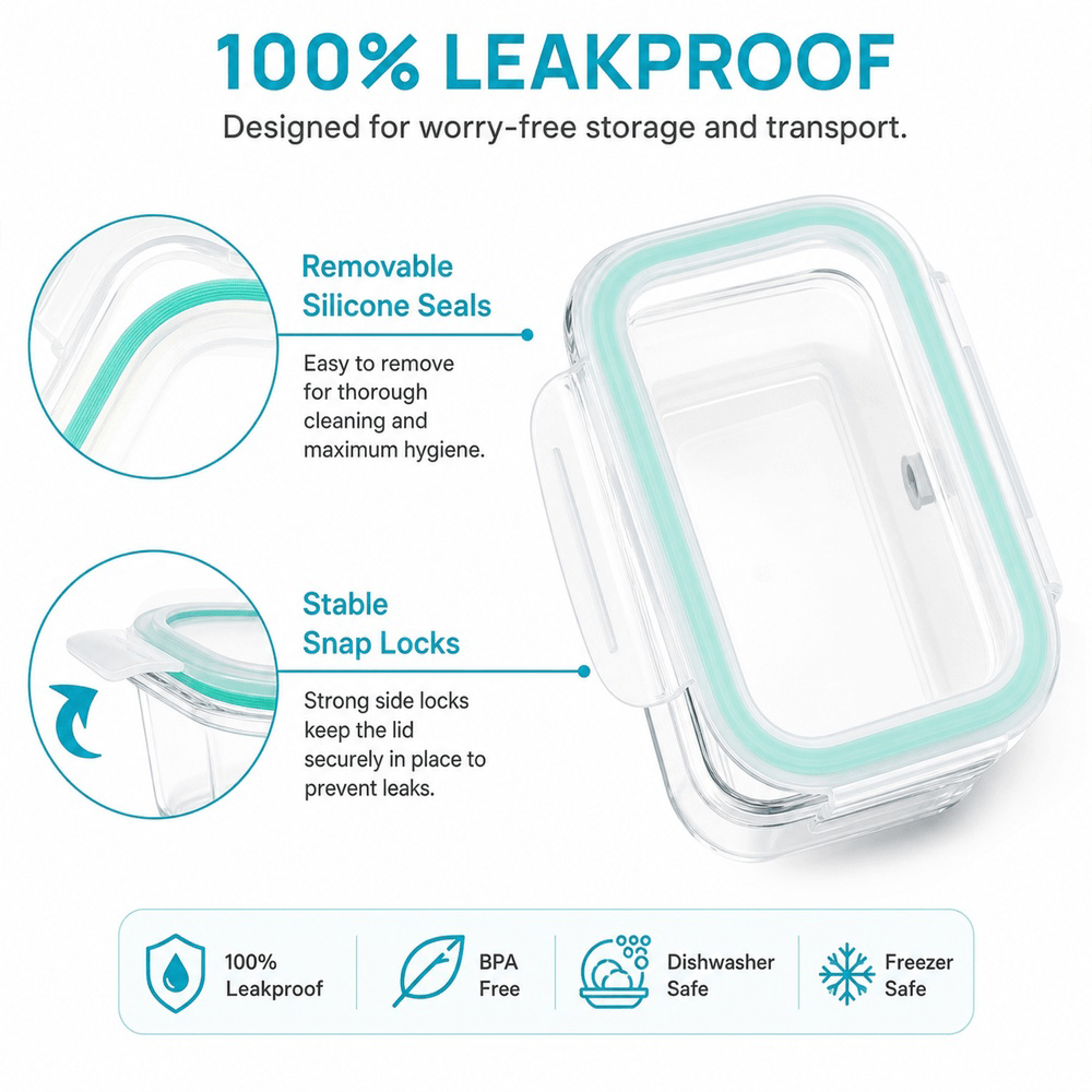 24 Pcs Set Including 8/12 Lids and 8/12 Box Glass Food Storage Box, Suitable for Refrigerator Storage Boxes, Microwave Ovens, Ovens - Perfect for Salads - product image 2