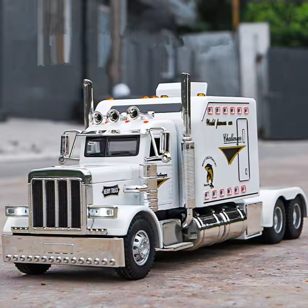 Semi Truck Toy 1:24 Scale Die-Cast Metal Pull-Back Alloy Semi-Trailer Truck with Trailer – Heavy Duty Truck Model Collectible Ornament for Kids Boys Ages 3+ - product image