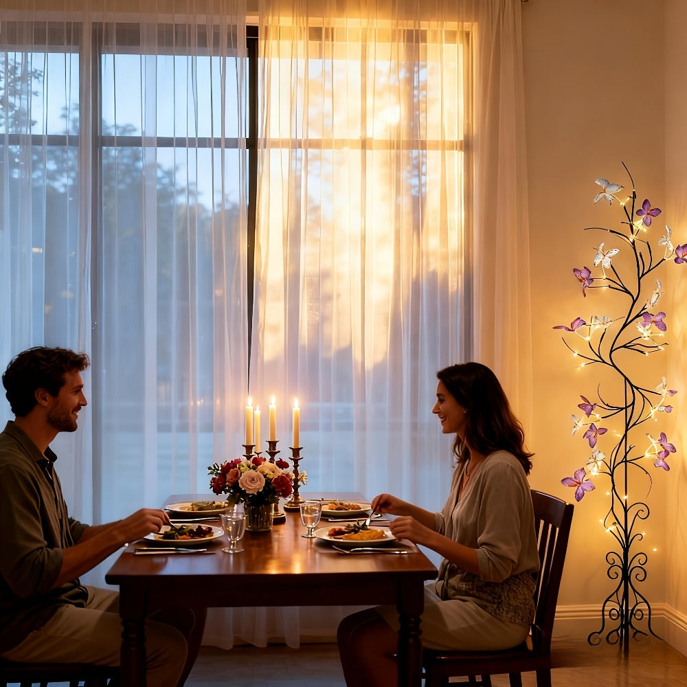 Butterfly Branch String Lights – 30 LED Vine Fairy Lights with Artificial Purple-Blue Butterflies, 8 Lighting Modes, USB Powered Warm White, Boho Wall Decor for Bedroom Wedding Bir - product image 7