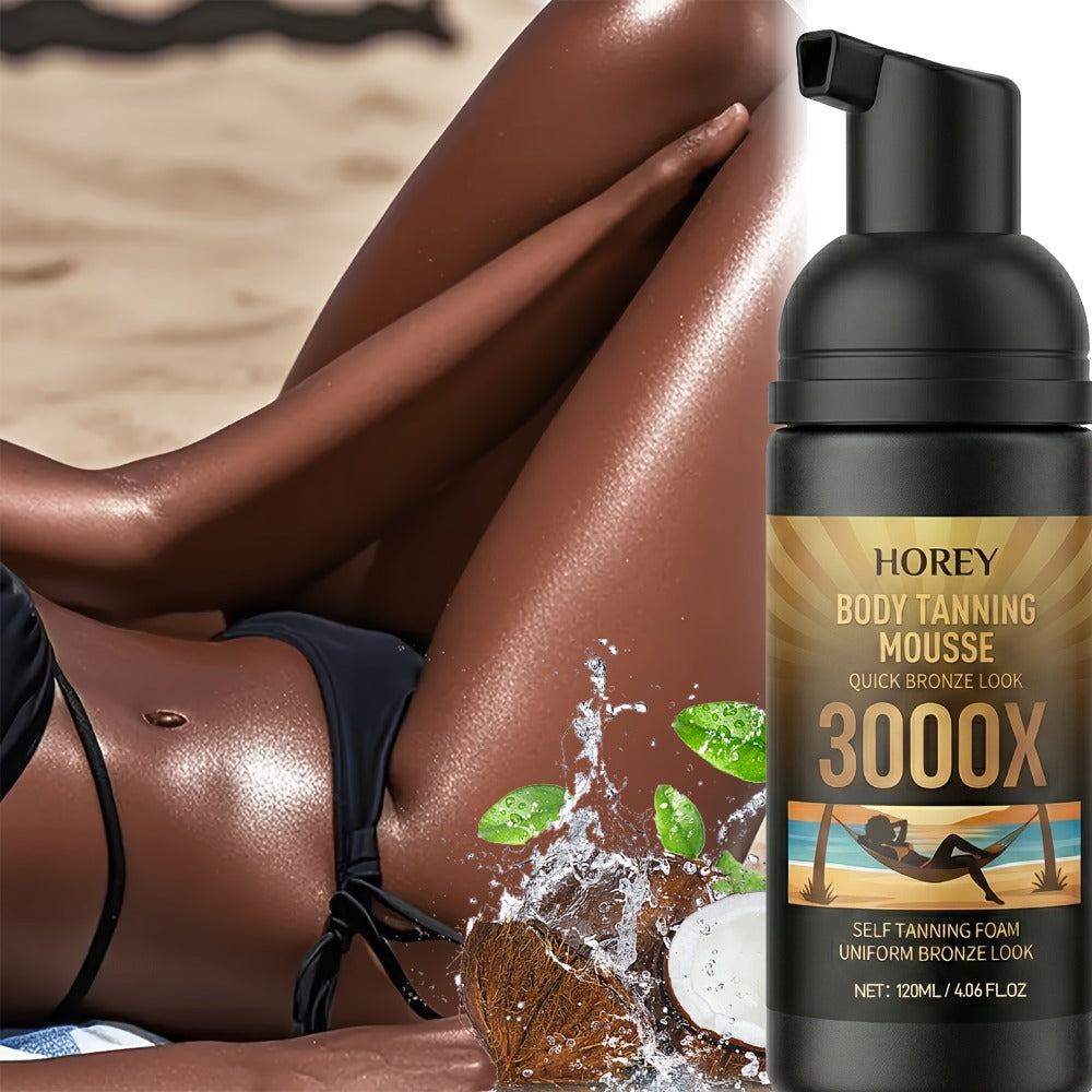 Sunless Self Tanning Mousse Deep Brown 3000X for Medium Dark to Dark Skin - Streak-Free Bronzing Foam with Carrot Oil & Coconut Oil, Hydrating Fake Tan 60ML - product image