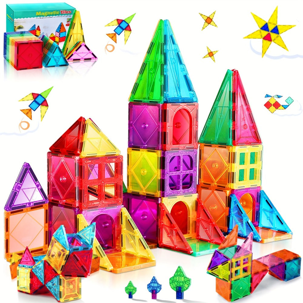 Toddler Magnetic Tiles 34 Piece Starter Set | STEM Magnetic Building Blocks for Kids Ages 3+, Creative Construction Toy for Boys & Girls, Birthday Christmas - product image 6