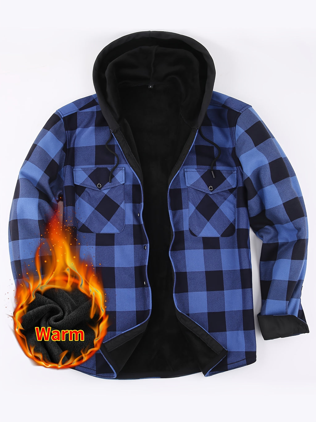 Men's Plaid Hoodie - Casual Long Sleeve Polyester 100% with Button Detail, Regular Fit, Slight Stretch, Woven Placket - Autumn and Winter Warm Leisure Sports - product image 16
