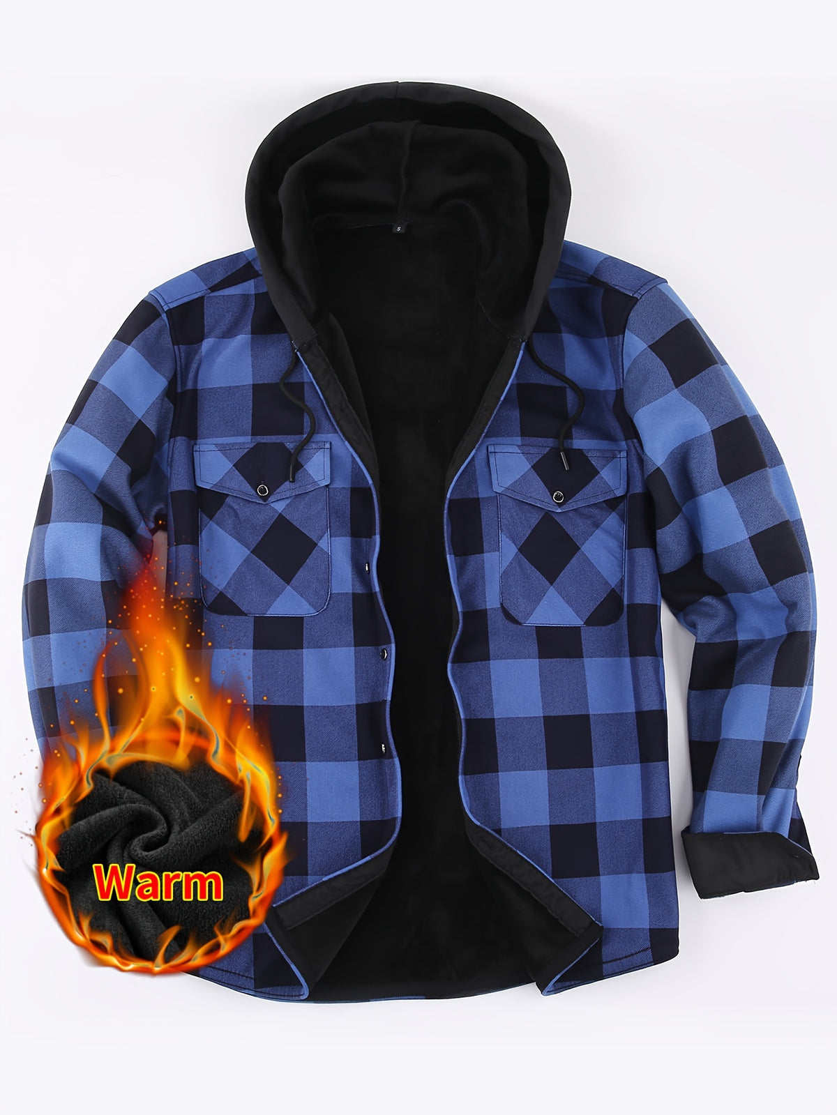Men's Plaid Hoodie - Casual Long Sleeve Polyester 100% with Button Detail, Regular Fit, Slight Stretch, Woven Placket - Autumn and Winter Warm Leisure Sports - product image 16