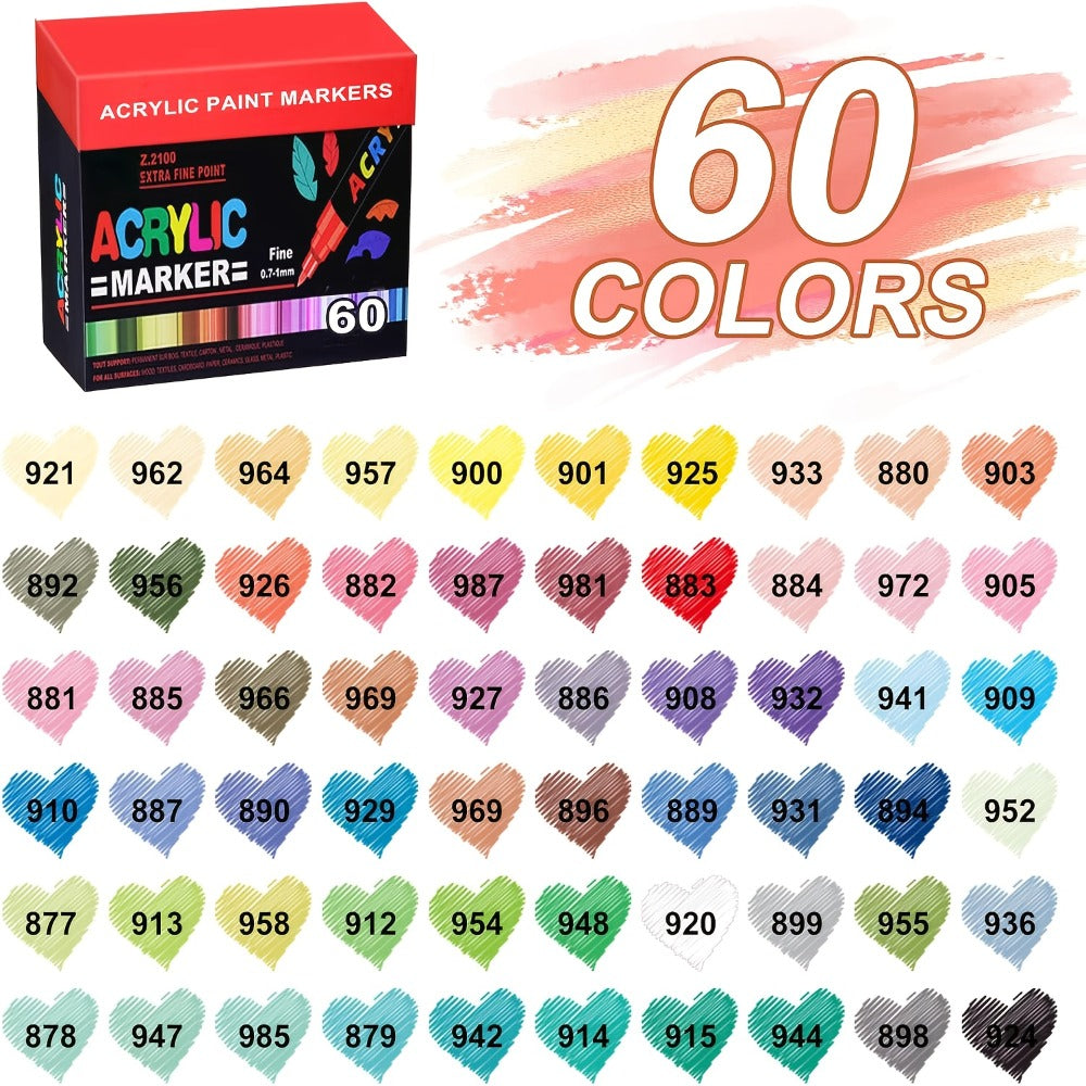 Acrylic Paint Pens Marker Set for Rock Painting Canvas Wood Glass Fabric Ceramic Fine Tip Liquid Acrylic Markers for Artists Adults Kids Available in 12 36 60 80 120 Colors for Everyday Use