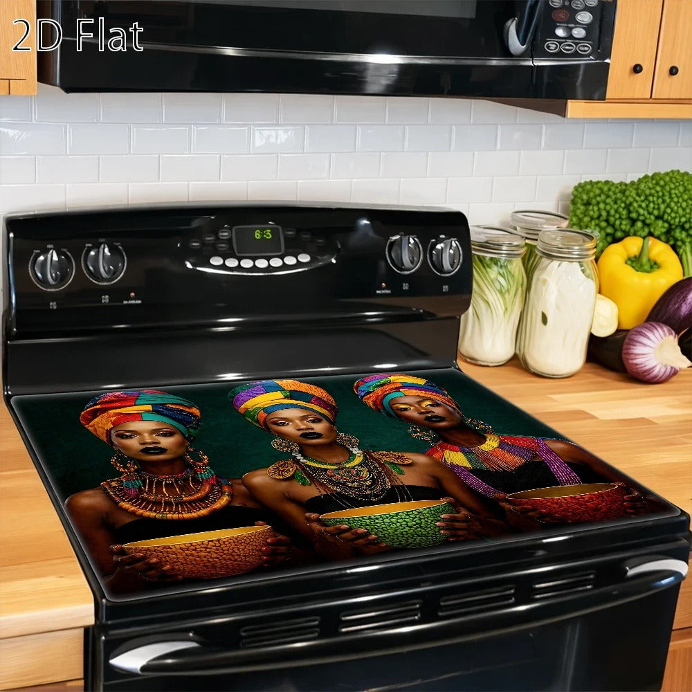 Stove Protector Mat African Tribal Pattern | Heat-Resistant Cooktop Cover for Gas Stove Induction Cooker & Oven | Reusable Non-Slip Kitchen Mat | Glass Countertop Washer Dryer Top  - product image 3