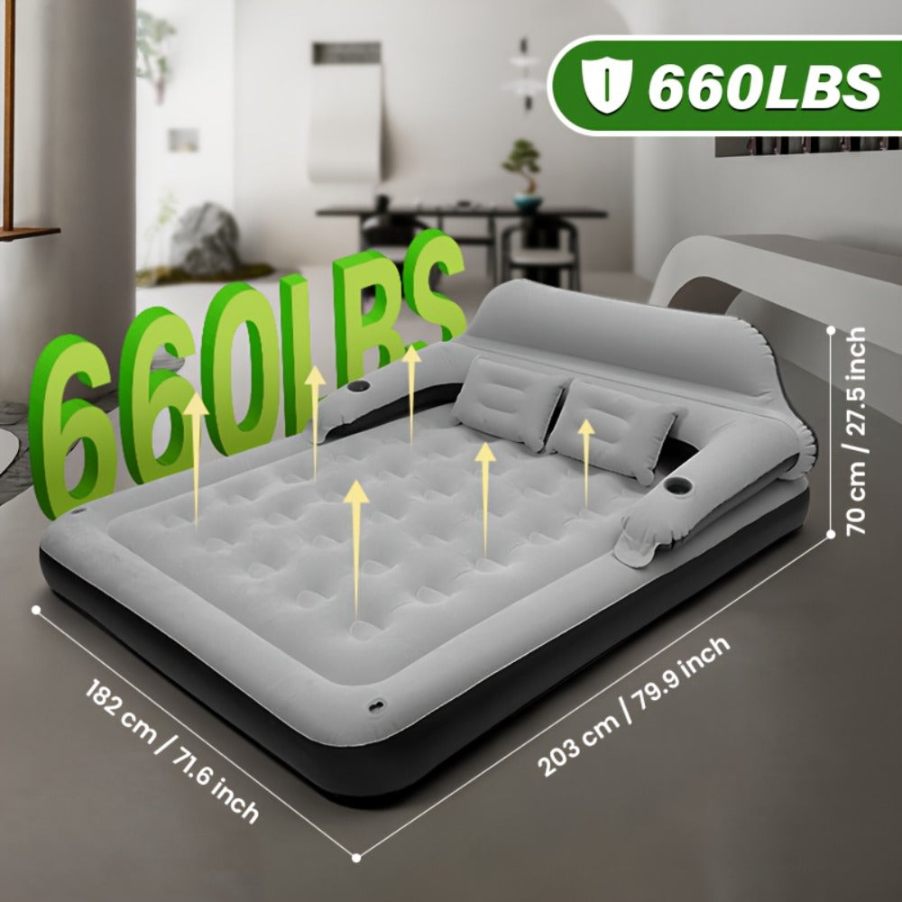 Inflatable Air Mattress with Backrest Pillow & Built-in Pump, Self-Inflating Portable Camping Bed for Outdoor Hiking Travel, Double Size Guest Bed for Home Floor Sleeping - product image 3