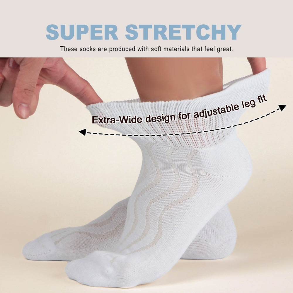 Diabetic Socks for Men & Women, 12 Pairs Non-Binding Wide Top Ankle Socks with Extra Cushioned Sole, Seamless Toe, Soft Cotton Comfort Socks for Sensitive Feet, Black & White - product image 14