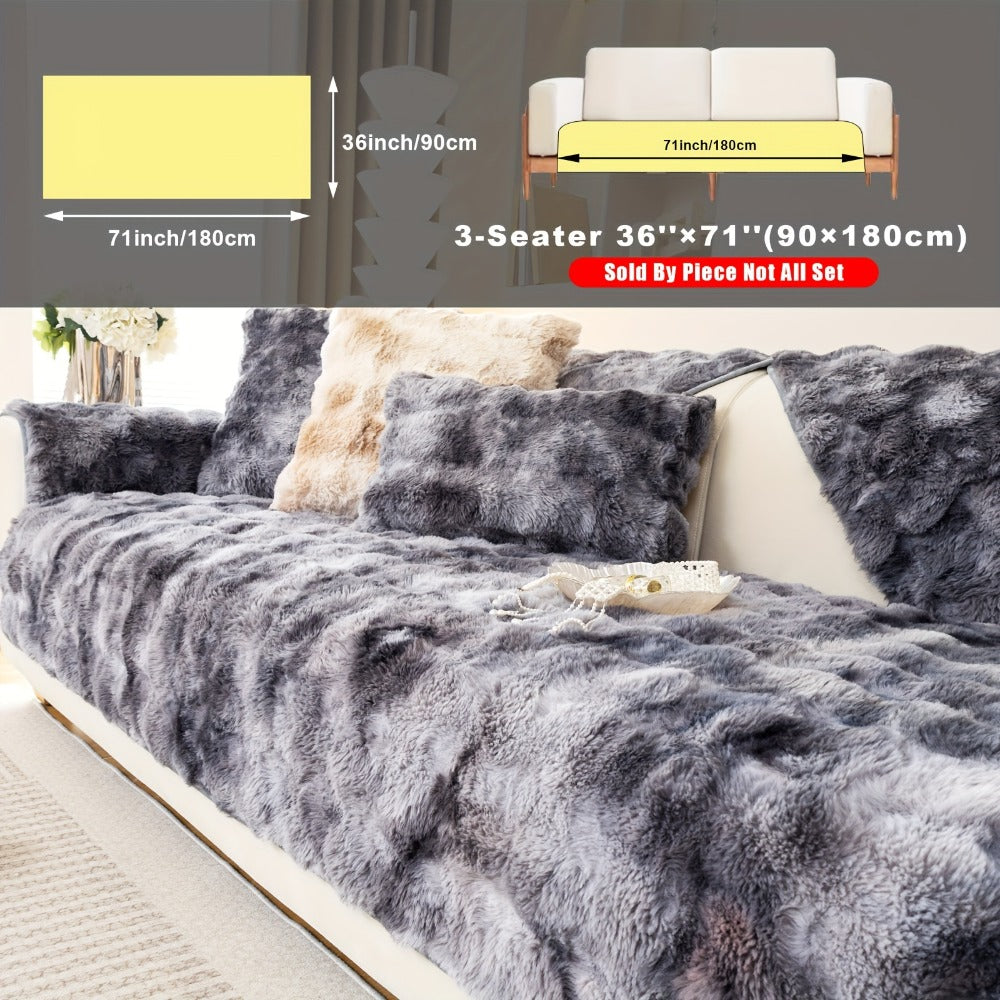 Plush Sofa Cover Faux Lamb Thick Fluffy Couch Slipcover Pet Friendly Machine Washable Gradient Color Polyester Furniture Protector for Armchair Single Double Triple Sofa Living Roo - product image 13