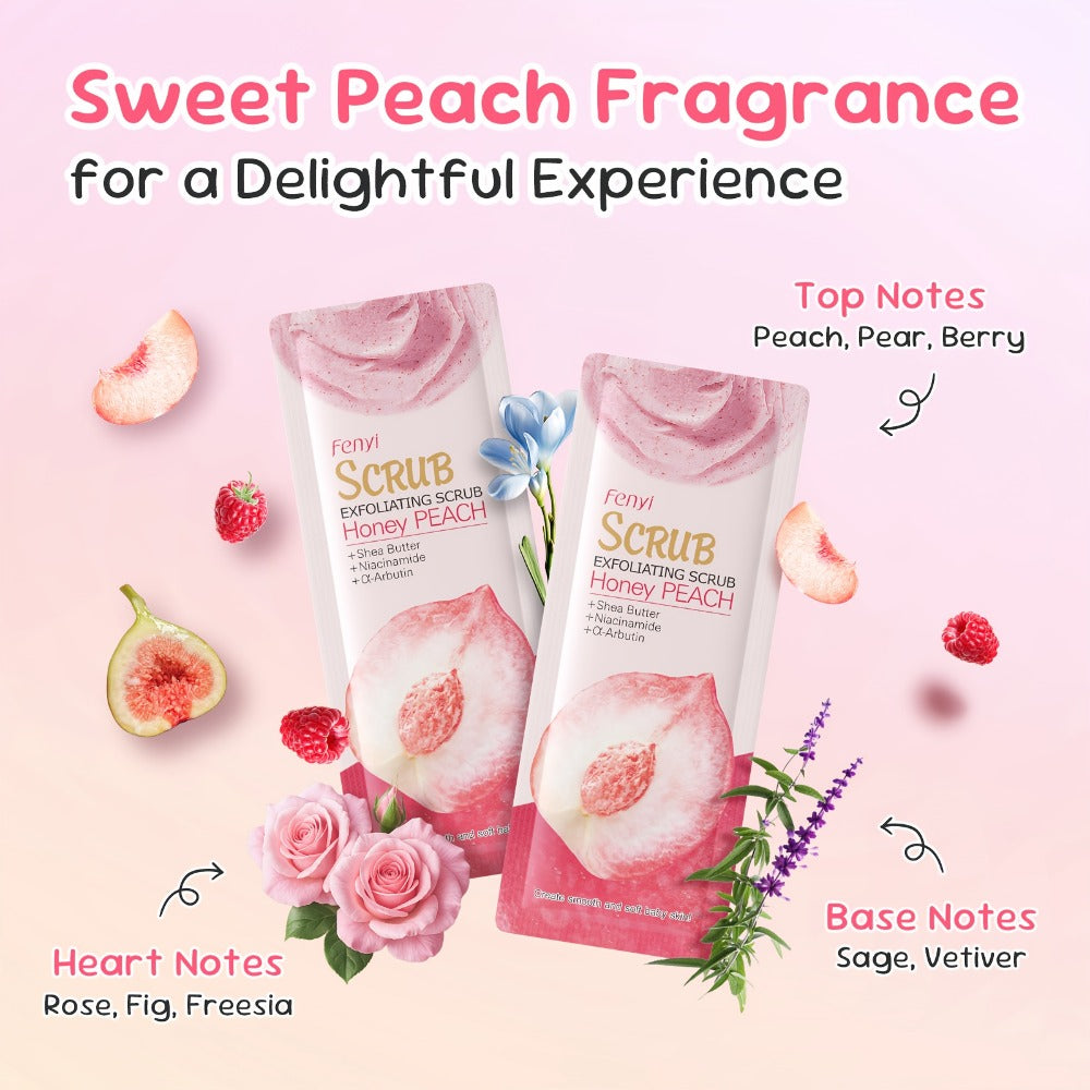 Exfoliating Body Scrub Peach Cream 50pcs Jojoba Bead Foot & Body Skin Gentle Cleansing Moisturizing Smooth Nourish Portable Travel Size Sachet - product image 2