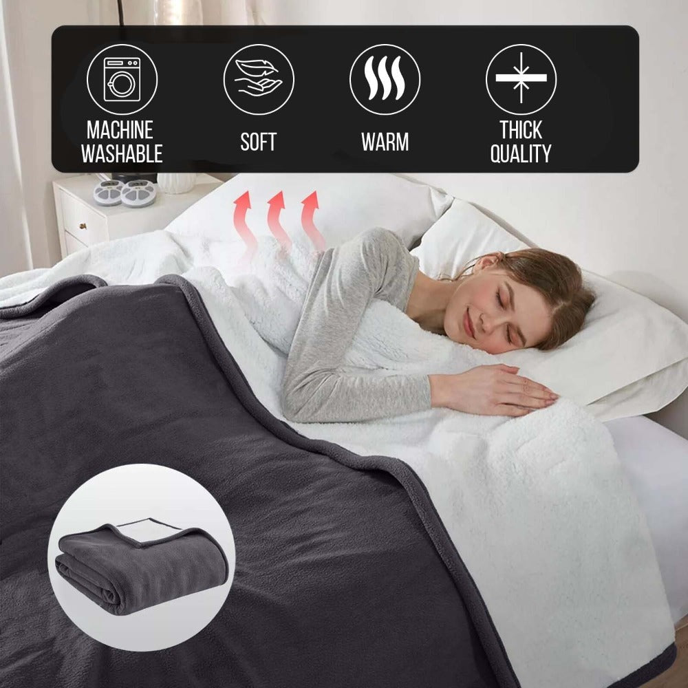 480GSM Sherpa Fleece Blanket – Double-Sided Heavy Warm Throw for Couch, Bed & Travel, Reversible All Season, 13 Colors, 3 Sizes - product image 4