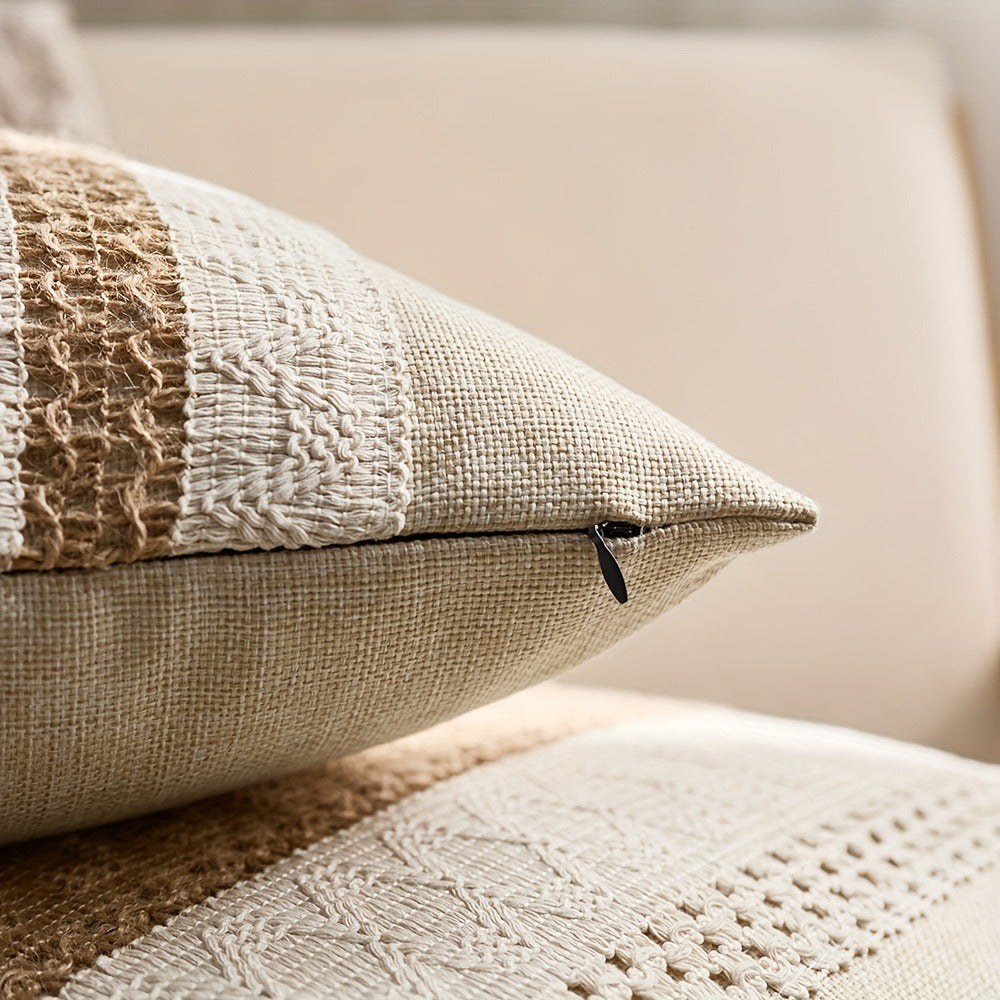 Throw Pillow Covers 2 Pack Boho Geometric Brown Beige 18x18 – Bohemian Decorative Pillow Cases with Zipper Closure – Soft Polyester Cushion Covers for Sofa Couch Bedroom Living Roo - product image 9