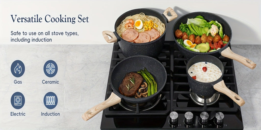 Pots and Pans Set 12-Piece Non-Stick Kitchen Cookware – Complete Cooking Set with Frying Pan | Durable Even-Heating Non-Stick Coating | Available in Black & White | Home Kitchen Es - product image 15