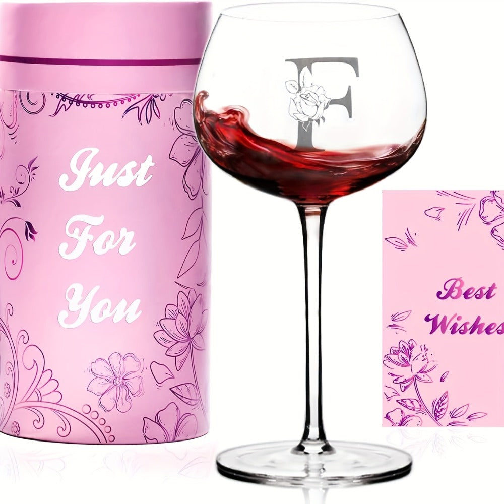 Personalized Wine Glass Gift for Women – A-Z Initial Letter Monogrammed Wine Glass with Gift Box & Greeting Card – Unique Birthday, Christmas & Mother's Day Gift for Mom, Best Frie - product image 11