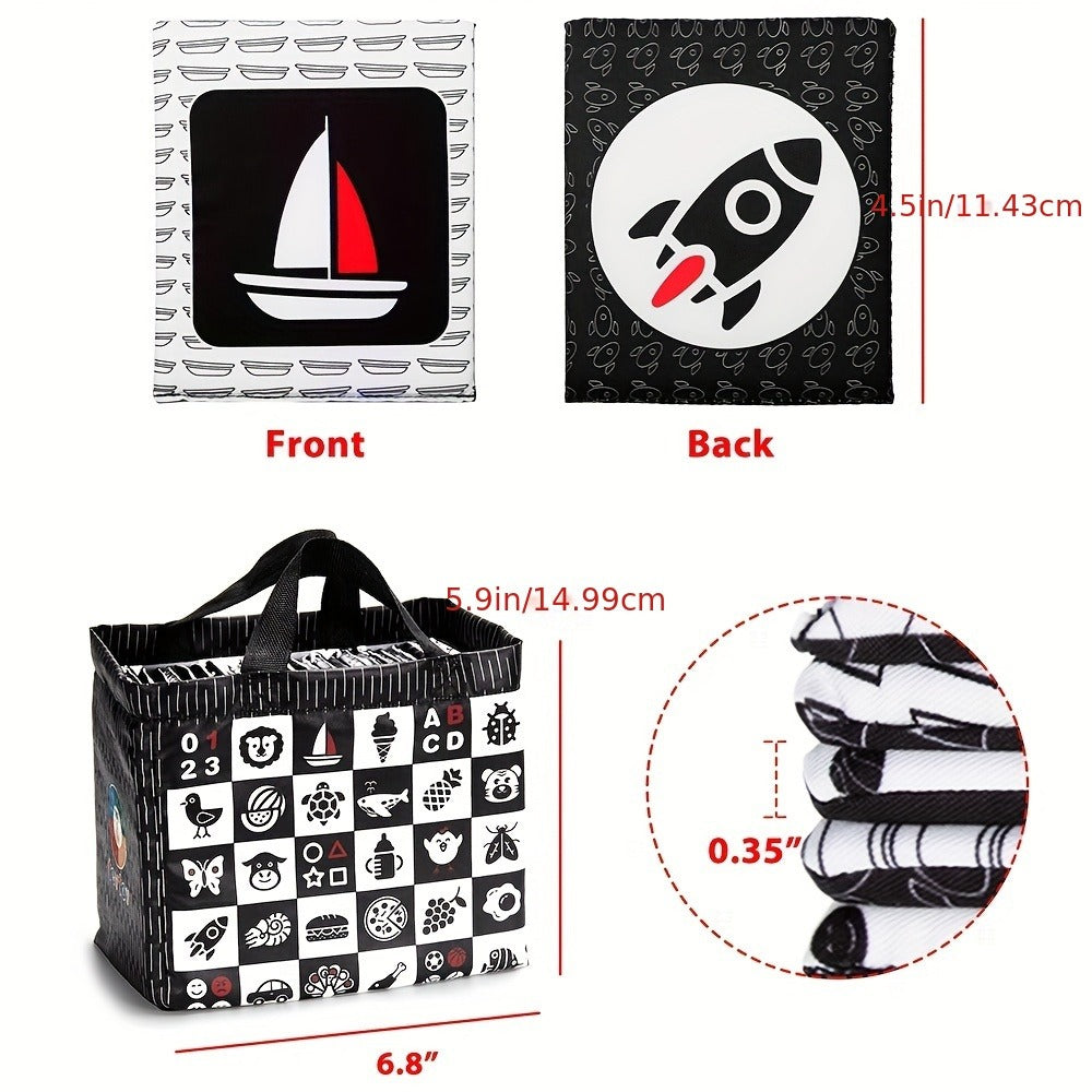 Newborn Visual Stimulation Brain Development Montessori Learning Toy, Infant Cards Ages 0-36 Months, Baby Shower Gift Registry Must Have – High Contrast Baby Flashcards 64 Cards Black White Red