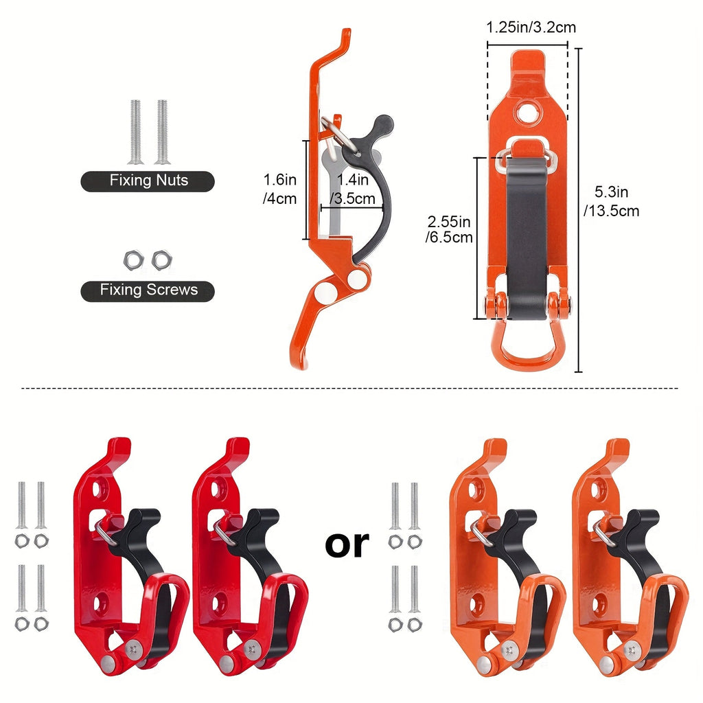 Roof Rack Shovel Mount 2-Pack | Metal Clamp Bracket Kit with Rubber Clamps, Quick Release Axe Holder for Roof Rack, Truck Bed, Boat, RV & Trailer, Fits Shovels, Axes & Long Handle Tools